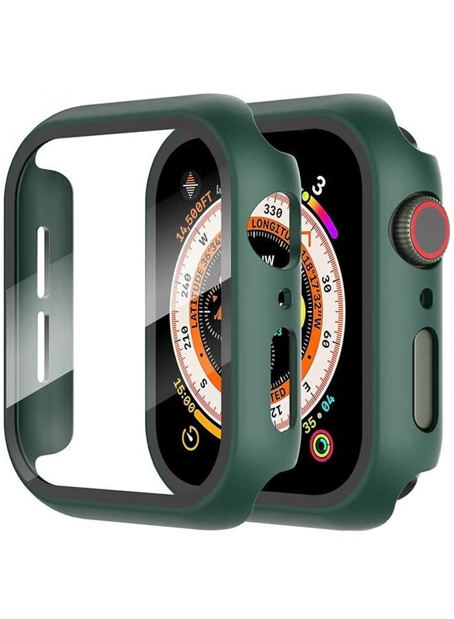 جراب ساعة أبل من السلسلة 11 و10 مقاس 42 مم مع واقي شاشة من فيلم مقوى، غطاء حماية كامل من البولي كربونات الصلب، غطاء شاشة عالي الدقة حساس للمس (42 مم، أخضر) - Image 1